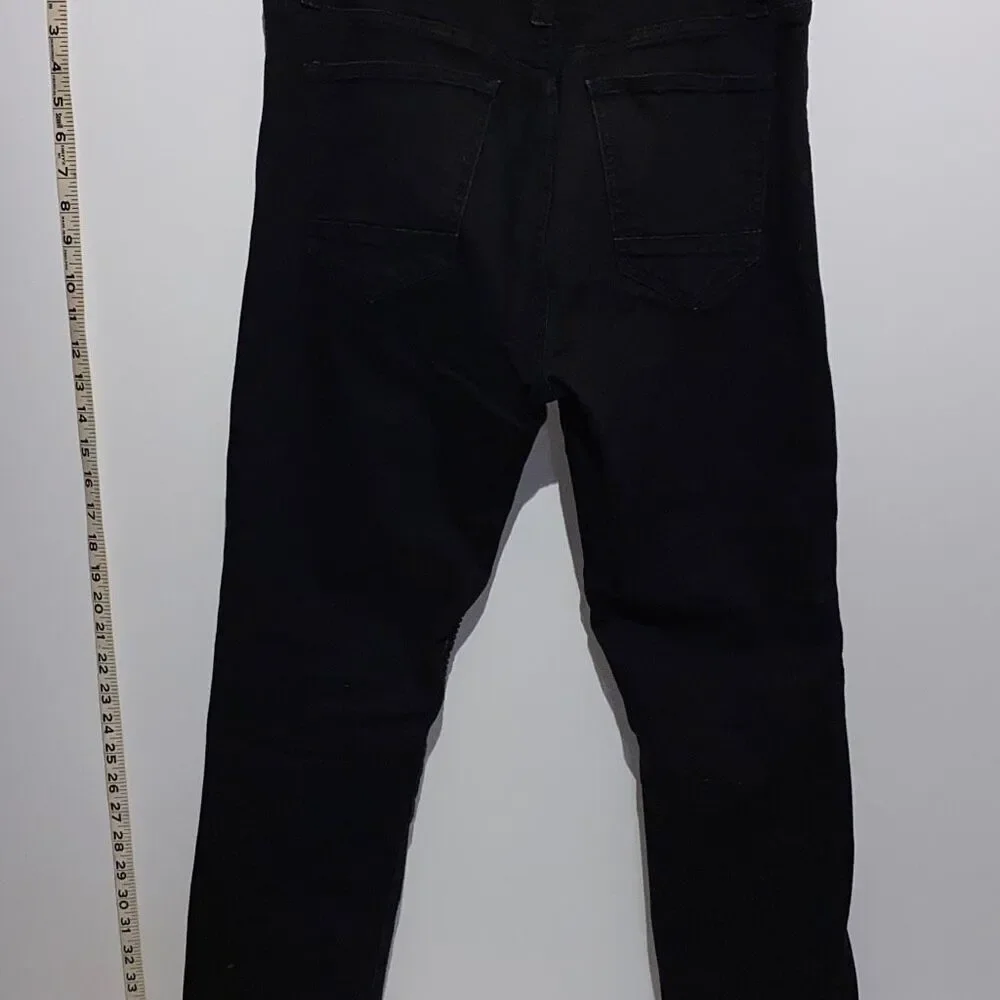 Fire & Rain Women's Ribbed Knee‎ Distressed Skinny Denim Jeans Black Size 34